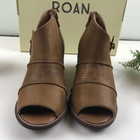 Roan Katherine Open Toe Tan Leather Heel Bootie - Picture 4 of 7